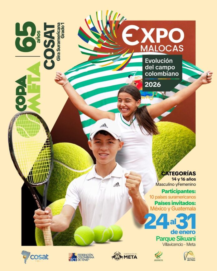 Meta será sede de torneo internacional COSAT Grado 1 y posiciona a Villavicencio en el tenis sudamericano