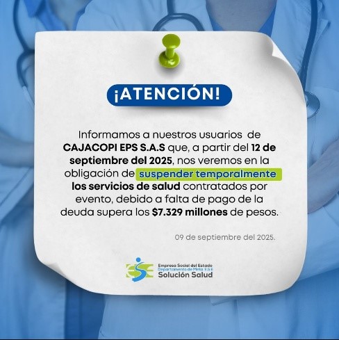 cajacopi suspenden servicio ESE Meta